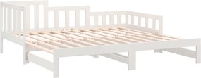 vidaXL Καναπές Κρεβάτι Συρόμενος Λευκός 2x(90x190) εκ. από Μασίφ Πεύκο