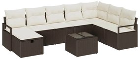 vidaXL Σετ Καναπέ Κήπου 8 pcs Καφέ Πολυ ράταν