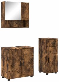 vidaXL Σετ Επίπλων Μπάνιου 3 pcs Καπνιστή δρυς 61 x 35 x 64 εκ.