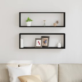vidaXL Ράφια Τοίχου - Σετ 2, Μαύρη Δρυς, 80x15x26 εκ, Κατασκευασμένα από Επεξεργασμένο Ξύλο