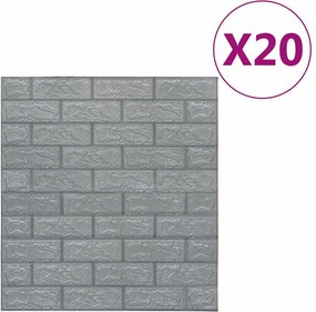 vidaXL 3D Τούβλα Ταπετσαρίας Αυτοκόλλητα Ανθρακί 20 τεμ.