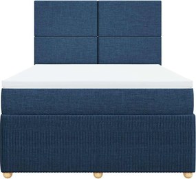 vidaXL Κρεβάτι Boxspring με Στρώμα Μπλε 160x200 εκ. Υφασμάτινο
