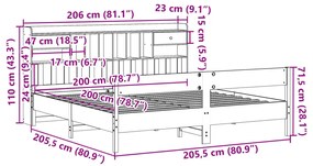 ΚΡΕΒΑΤΙ ΒΙΒΛΙΟΘΗΚΗ ΧΩΡΙΣ ΣΤΡΩΜΑ 200X200 ΕΚ ΜΑΣΙΦ ΞΥΛΟ ΠΕΥΚΟΥ 3323015