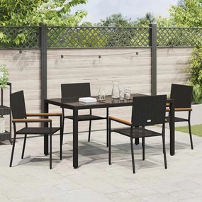 vidaXL Σέτ φαγητού για κήπο 5 pcs Μαύρο 150 x 90 x 75 cm