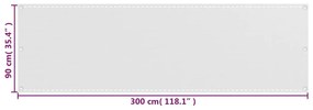vidaXL Διαχωριστικό Βεράντας Λευκό 90 x 300 εκ. από HDPE