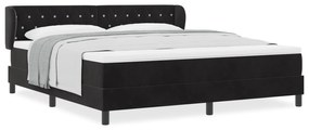 vidaXL Κρεβάτι Box Spring με Ματ Στρώμα Μαύρο 180x200 εκ Βελούδο