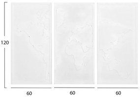 ΠΙΝΑΚΑΣ 3-ΠΤΥΧΟΣ WORLD MAP SANTORINI HM4504 MDF ΣΕ ΥΠΟΛΕΥΚΟ ΧΡΩΜΑ 180x4(πάχος)x120Υεκ. - HM4504