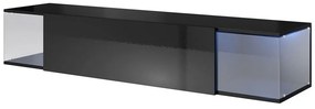 Τραπέζι Tv Charlotte 123, Γυαλιστερό μαύρο, Μαύρο, Ο αριθμός των θυρών: 1, 160x30x40cm, 29 kg | Epipla1.gr