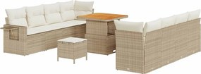 vidaXL Σετ Καναπέ Κήπου με αποθήκευση 11 pcs Μπεζ Πολυ ράταν