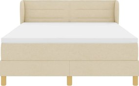 vidaXL Κρεβάτι με ελατήρια με στρώμα Κρεμ 140 x 190 cm ύφασμα