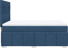 vidaXL Κρεβάτι Boxspring με Στρώμα Μπλε 140x190 εκ. Υφασμάτινο