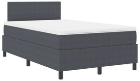 vidaXL Κρεβάτι με Κιβώτιο , Στρώμα & LED Σκούρο Γκρί 120x200 εκ Ύφασμα Κορντούρας