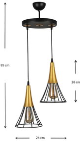 Φωτιστικό οροφής Havana Megapap E27 μεταλλικό δίφωτο χρώμα μαύρο - χρυσό 24x24x85εκ. - GP030-0090,1