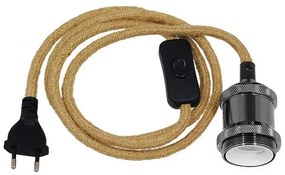 Κρεμαστό Φωτιστικό Whip με Υφασμάτινο Καλώδιο Μαύρο-Μπεζ 91042 Globostar-91042-Μπεζ 91042