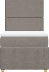 vidaXL Κρεβάτι Boxspring με Στρώμα Taupe 90x200 εκ. Υφασμάτινο