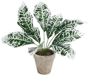 Τεχνητό Φυτό Σε Κασπώ Aglaonema 20903 Φ40x33cm Multi-White GloboStar Πολυαιθυλένιο,Ύφασμα