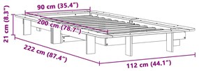 Σκελετός Κρεβ. Χωρίς Στρώμα Καφέ Κεριού 90x200 εκ Μασίφ Πεύκο - Καφέ