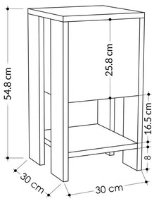 Κομοδίνο Ema μελαμίνη σε μαύρη απόχρωση 30x30x55εκ 30x30x55 εκ.