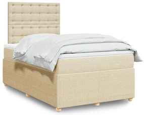 vidaXL Κρεβάτι Boxspring με Στρώμα Κρεμ 120x200 εκ. Υφασμάτινο