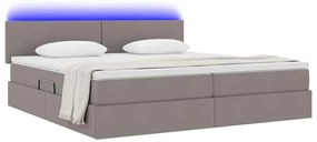 vidaXL Κρεβάτι με αποθηκευτικό χώρο και LED Taupe 200 x 200 cm