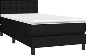 vidaXL Κρεβάτι Boxspring με Στρώμα &amp; LED Μαύρο 90x200 εκ. Υφασμάτινο