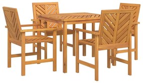 vidaXL Σέτ φαγητού για κήπο 5 pcs Καφέ Στερεό Ξύλο Ακακίας