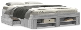 vidaXL Πλαίσιο Κρεβατιού Γκρι Sonoma 120 x 190 εκ. Επεξεργασμένο Ξύλο