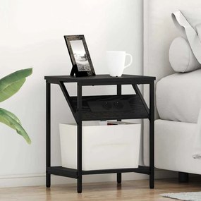 vidaXL Κομοδίνο Μαύρη δρυς 38 x 30 x 48 εκ. Επεξεργασμένο ξύλο