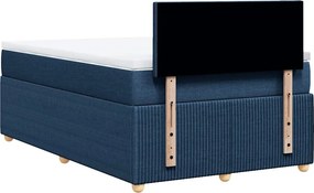 vidaXL Κρεβάτι Boxspring με Στρώμα Μπλε 120x200 εκ. Υφασμάτινο