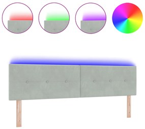 vidaXL LED Κεφαλάρι Button Tufted Ανοιχτό Γκρι 180 εκ Βελούδο