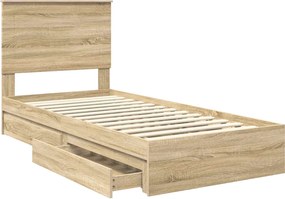 vidaXL Κρεβάτι Αποθήκης Δρύς Sonoma 100 x 200 cm Επεξεργασμένο ξύλο