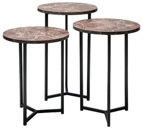 Set of 3 Coffee Tables Diamond Fylliana Grey Marble 39*60 cm 36x36x60 εκ.