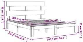 ΠΛΑΙΣΙΟ ΚΡΕΒΑΤΙΟΥ ΜΕ ΚΕΦΑΛΑΡΙ 160X200 ΕΚ. ΑΠΟ ΜΑΣΙΦ ΞΥΛΟ 3193541