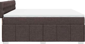 vidaXL Κρεβάτι Boxspring με Στρώμα Σκούρο Καφέ 200x200 εκ. Υφασμάτινο