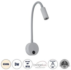 Απλίκα Ξεν/χείου Bed Side/Reading Light 3W 4500K Αλουμίνιο Globostar-60877-Ανθρακί 60877