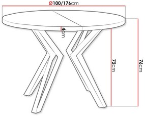 Τραπέζι Oswego 111, Άσπρο, Μαύρο, 76cm, Επιμήκυνση, Πλαστικοποιημένη μοριοσανίδα, Μέταλλο | Epipla1.gr
