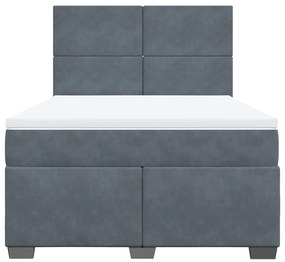 vidaXL Κρεβάτι Boxspring με Στρώμα Σκούρο Γκρι 160x200 εκ. Βελούδινο