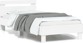 vidaXL Πλαίσιο Κρεβατιού με Κεφαλάρι/LED Λευκό 90 x 190 εκ.