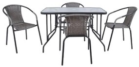 BALENO Set Τραπεζαρία Κήπου: Τραπέζι   4 Πολυθρόνες Μέταλλο Ανθρακί - Wicker Mixed Grey  Table:110x60x71 Seat:53x58x77 [-Ανθρακί/Γκρι-] [-Μέταλλο/Wicker-] Ε240,4