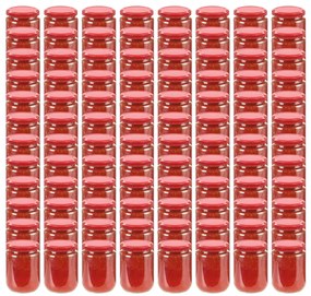 vidaXL Βάζα Μαρμελάδας 96 τεμ. 230 ml Γυάλινα με Κόκκινα Καπάκια
