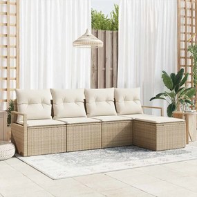 vidaXL Σετ Καναπέ Κήπου 5 pcs Μπεζ Πολυ ράταν