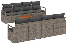 vidaXL Σετ Καναπέ Κήπου με μαξιλάρι 9 pcs Γκρι Πολυ ράταν