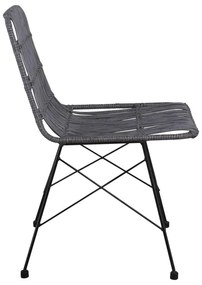 Καρέκλα SALSA Μεταλική Μαύρη/Wicker Γκρι 48x59x80cm (Σετ 4 ΤΕΜ)