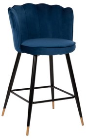 BAR STOOL VESNA  BLUE VELVET METAL FRAME IN BLACK 50x50x90Hcm.