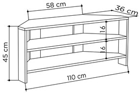 Έπιπλο τηλεόρασης γωνιακό Thales Megapap μελαμίνης χρώμα φυσικό οξιάς 110x36x45εκ.