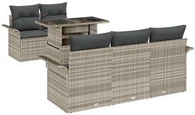 vidaXL Σετ Καναπέ Κήπου με μαξιλάρι 6 pcs Ανοιχτό γκρι Πολυ ράταν
