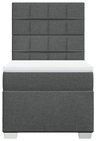 vidaXL Κρεβάτι Boxspring με Στρώμα Σκούρο Γκρι 90x190 εκ. Υφασμάτινο