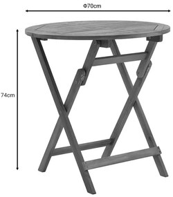 Τραπεζαρία Bistrual-Carpuva σετ 3τεμ πτυσσόμενο φυσικό μασίφ ξύλο ακακίας Φ70x74εκ 70x70x74 εκ.