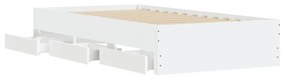 Πλαίσιο Κρεβατιού με Συρτάρια Λευκό 90x190 εκ. Επεξ. Ξύλο - Λευκό