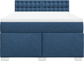 vidaXL Κρεβάτι Boxspring με Στρώμα Μπλε 160x200 εκ. Υφασμάτινο